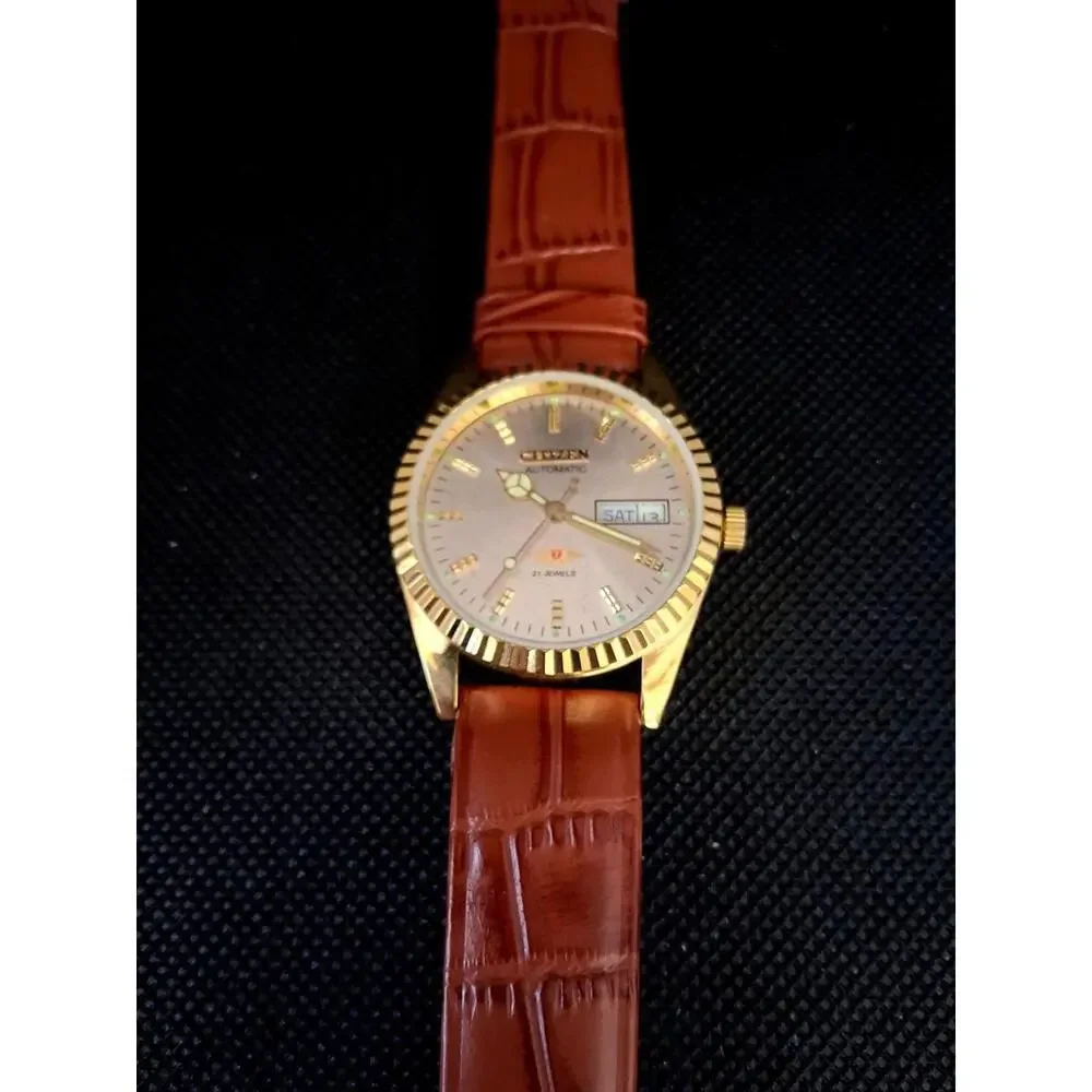 Vintage Men's Automatic Citizen Eagle 7 Leather Watch RARE